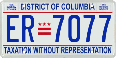 DC license plate ER7077