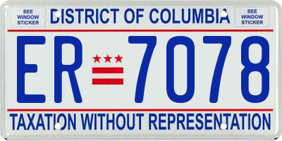 DC license plate ER7078