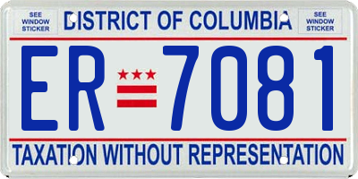 DC license plate ER7081