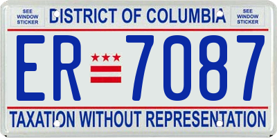 DC license plate ER7087
