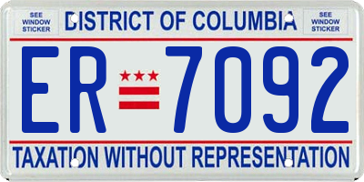 DC license plate ER7092