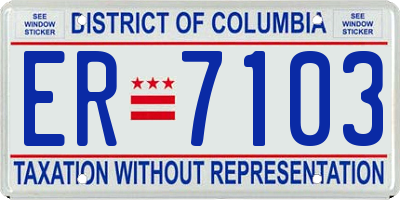 DC license plate ER7103