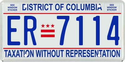 DC license plate ER7114