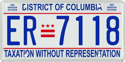 DC license plate ER7118