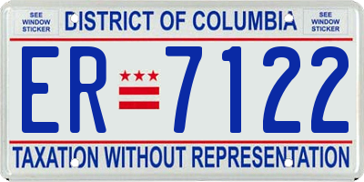DC license plate ER7122