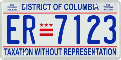 DC license plate ER7123