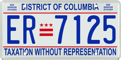 DC license plate ER7125