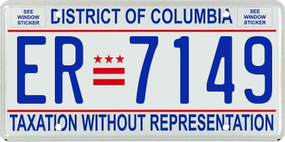 DC license plate ER7149