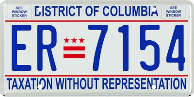 DC license plate ER7154