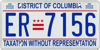 DC license plate ER7156