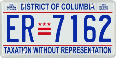 DC license plate ER7162
