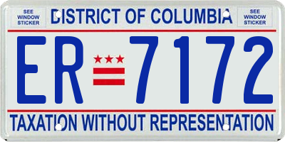 DC license plate ER7172