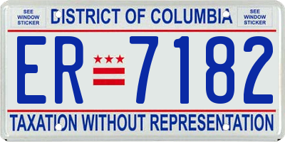 DC license plate ER7182