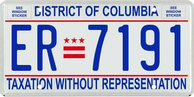 DC license plate ER7191