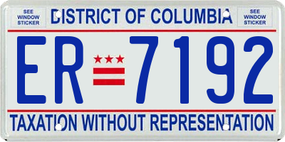 DC license plate ER7192