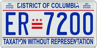 DC license plate ER7200