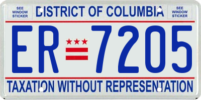 DC license plate ER7205