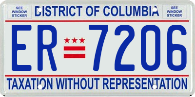 DC license plate ER7206