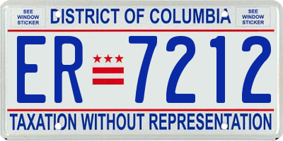 DC license plate ER7212