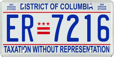 DC license plate ER7216