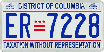DC license plate ER7228