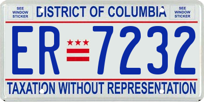 DC license plate ER7232