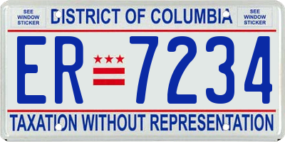DC license plate ER7234