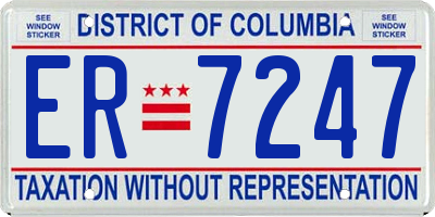 DC license plate ER7247