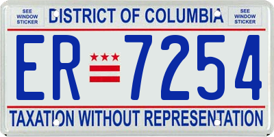 DC license plate ER7254