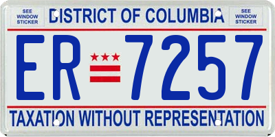 DC license plate ER7257
