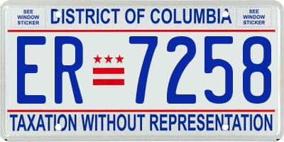 DC license plate ER7258