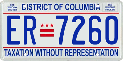 DC license plate ER7260