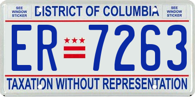 DC license plate ER7263