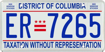 DC license plate ER7265