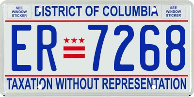 DC license plate ER7268