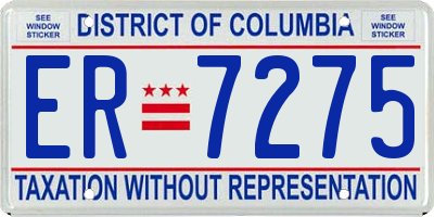 DC license plate ER7275