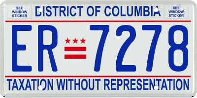 DC license plate ER7278
