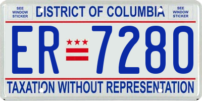 DC license plate ER7280