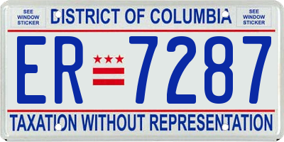 DC license plate ER7287
