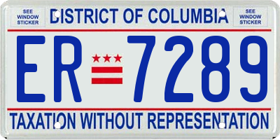DC license plate ER7289