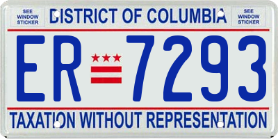 DC license plate ER7293