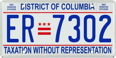 DC license plate ER7302