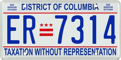 DC license plate ER7314