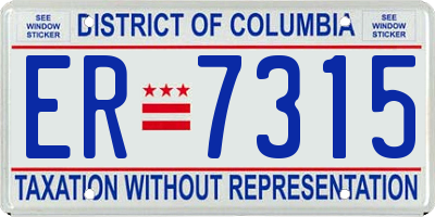 DC license plate ER7315