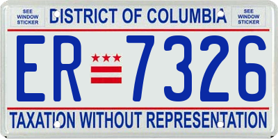 DC license plate ER7326