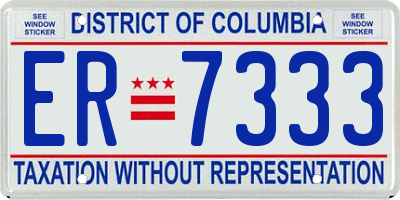 DC license plate ER7333