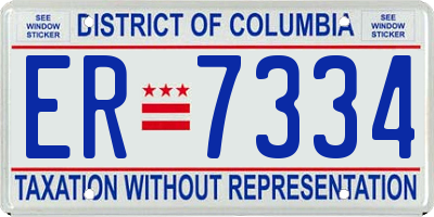 DC license plate ER7334