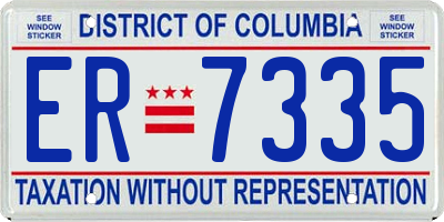 DC license plate ER7335
