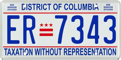 DC license plate ER7343