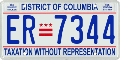 DC license plate ER7344